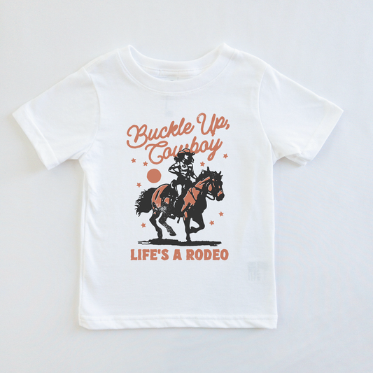 Buckle Up Cowboy Wild West Theme Toddler T-Shirt or Baby Bodysuit