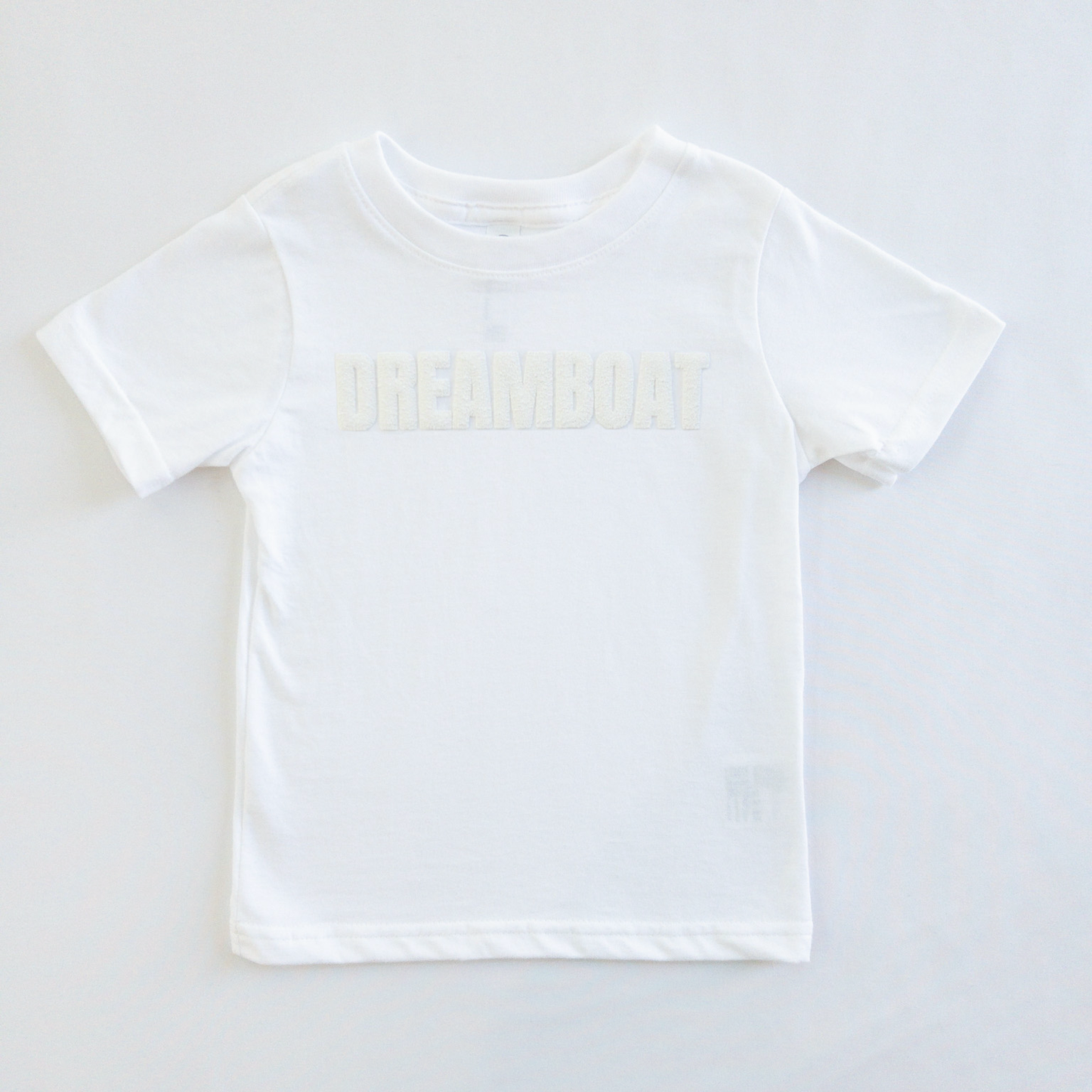 Dreamboat White on White Puff Letters Toddler T-Shirt or Baby Bodysuit