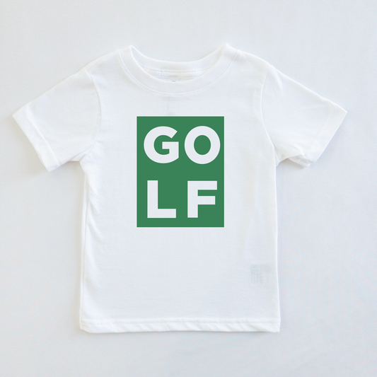 Golf Block Letter Golf Birthday Shirt Kids Toddler Youth T-Shirt or Baby Bodysuit