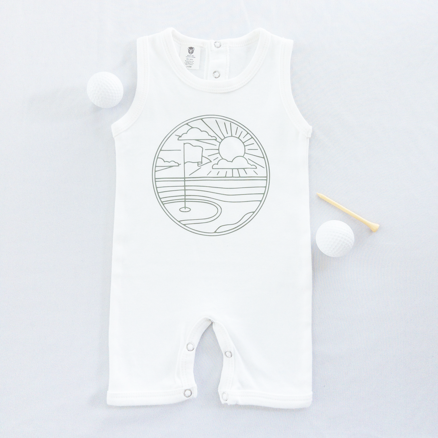 Simple Putt Green Golf Theme Infant Romper