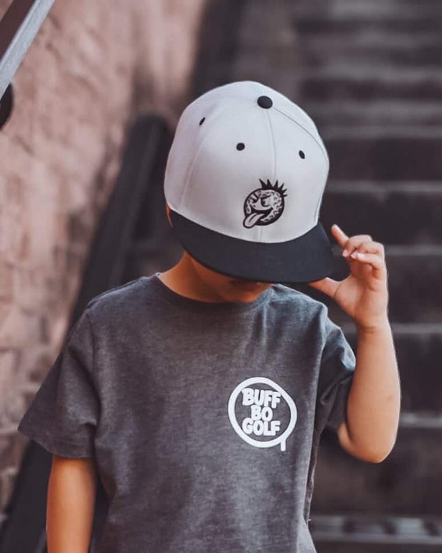 Rockee Punk Rock Golf Ball Youth Snapback Flat Bill Trucker Hat