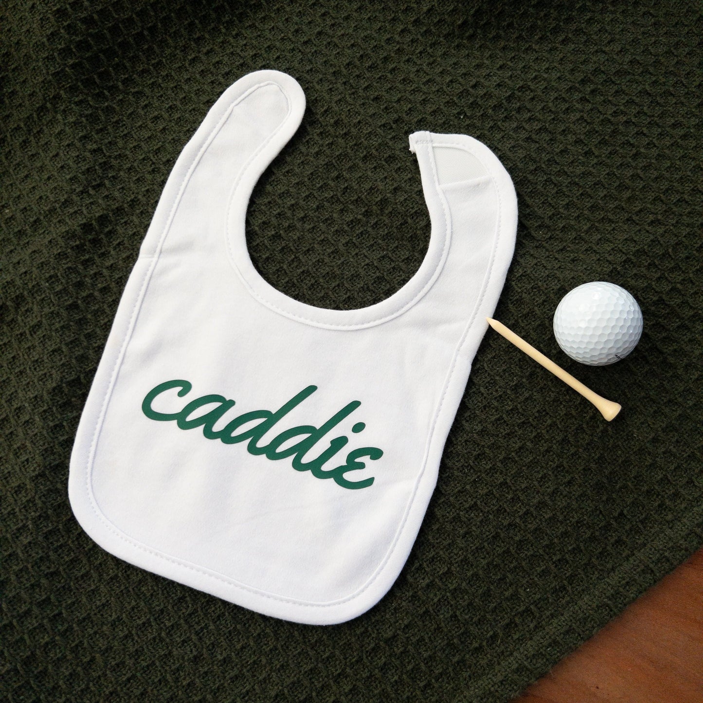 Simple Caddie Baby Bib In Green Puff Texture - One Size