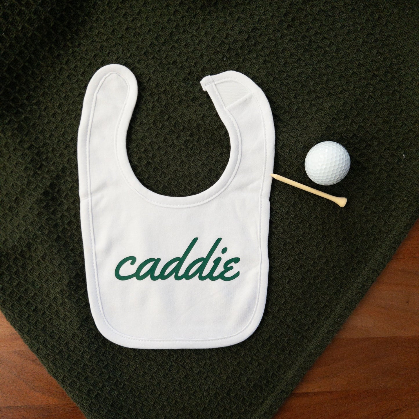 Simple Caddie Baby Bib In Green Puff Texture - One Size