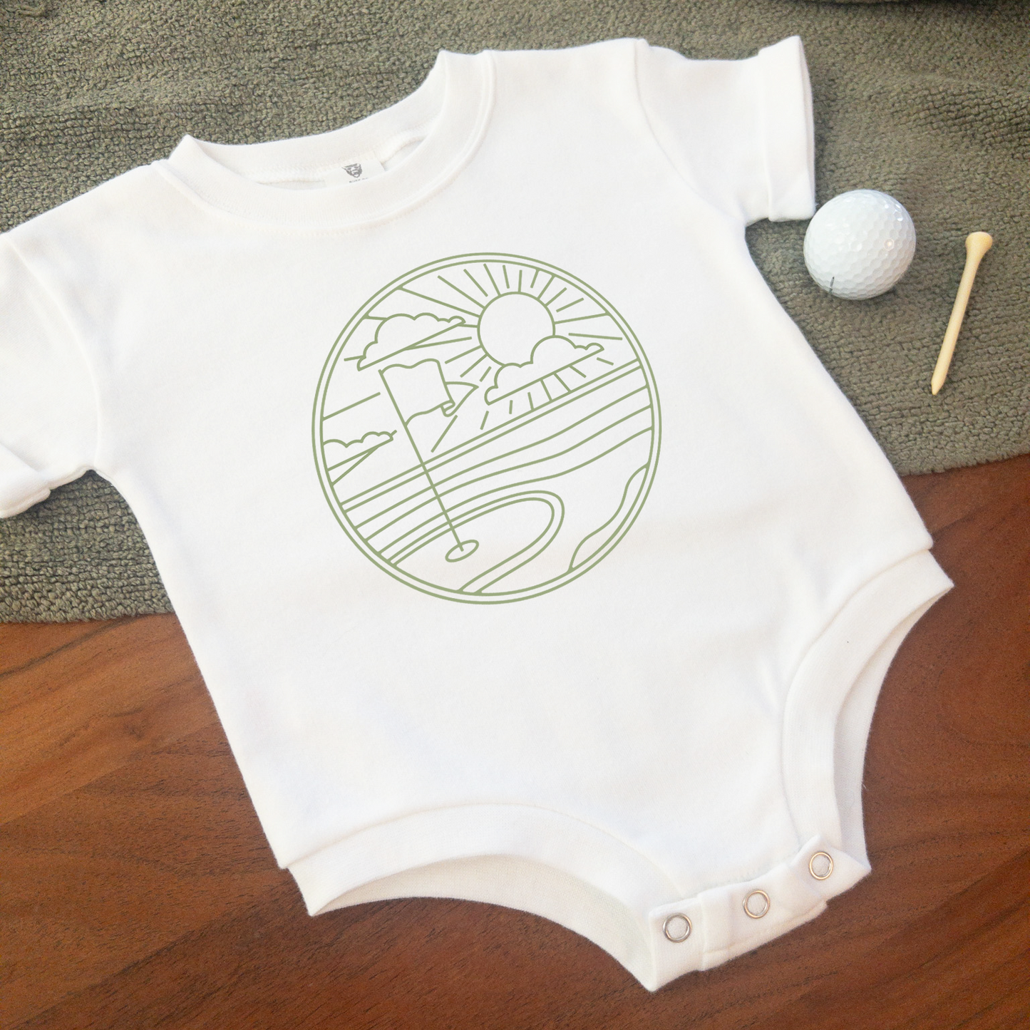 Simple Putt Green Ultra Soft Infant Baby Golf Theme Bodysuit Onesie® - Long Sleeve and Short Sleeve