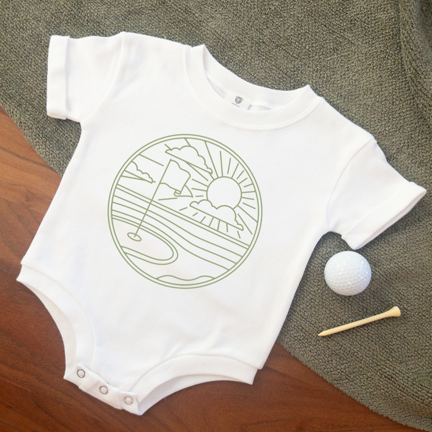 Simple Putt Green Ultra Soft Infant Baby Golf Theme Bodysuit Onesie® - Long Sleeve and Short Sleeve