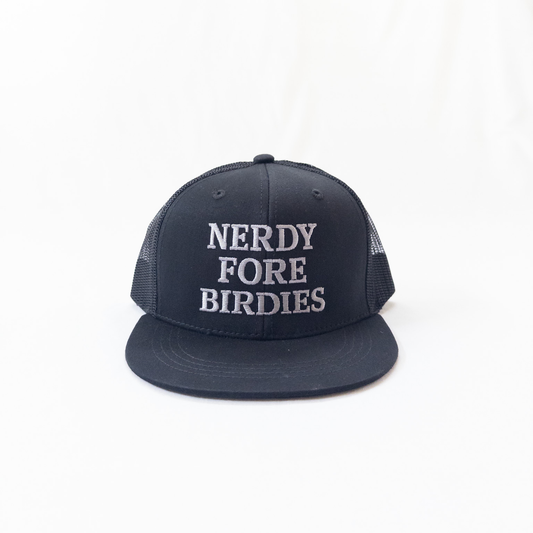 Nerdy Fore Birdies Youth Snapback Flat Bill Trucker Hat