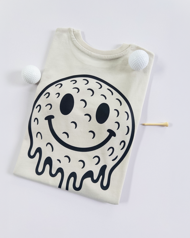 t-shirt with smiley face design on a white background
