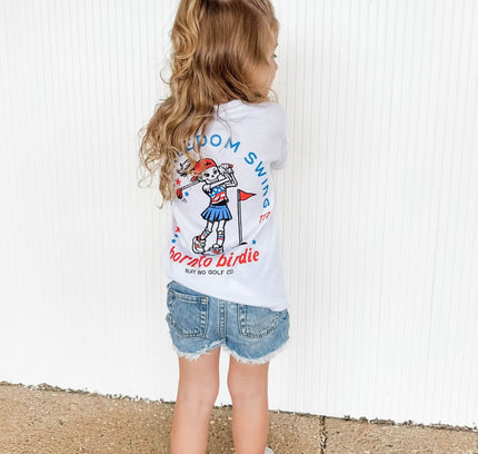 Let Freedom Swing Born to Birdie Ultra Soft Golf Skeleton Girl T-Shirt