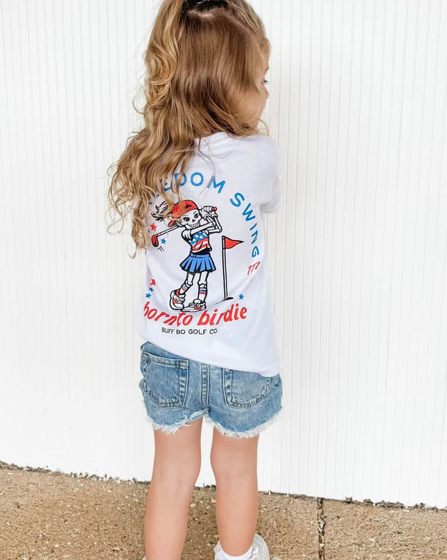 Let Freedom Swing Born to Birdie Ultra Soft Golf Skeleton Girl T-Shirt
