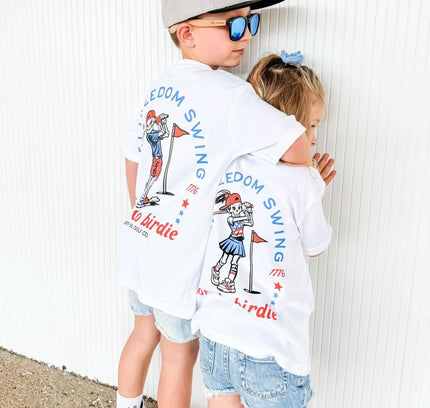 Let Freedom Swing Born to Birdie Ultra Soft Golf Skeleton Boy T-Shirt