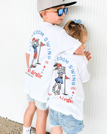 Let Freedom Swing Born to Birdie Ultra Soft Golf Skeleton Boy T-Shirt