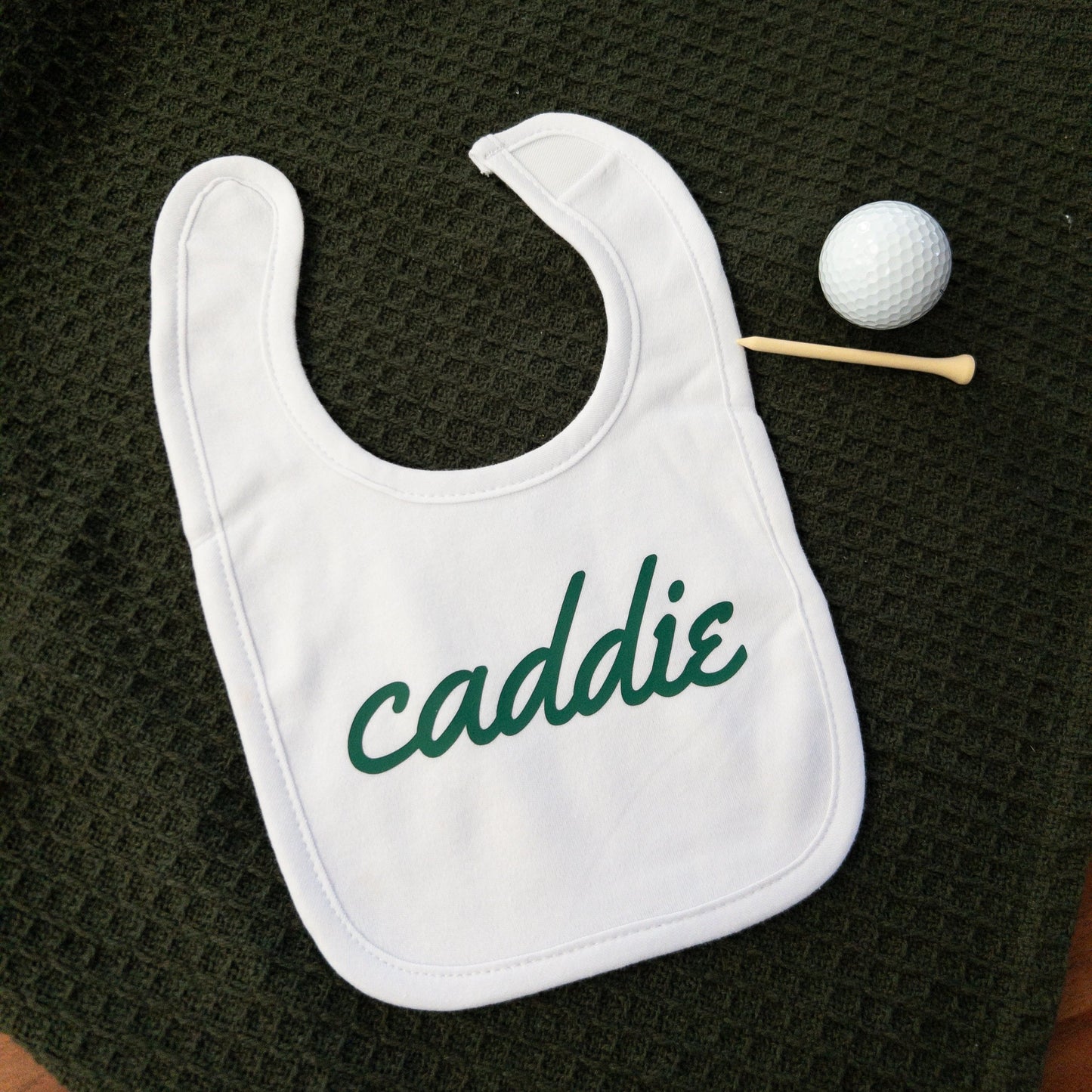 Simple Caddie Baby Bib In Green Puff Texture - One Size