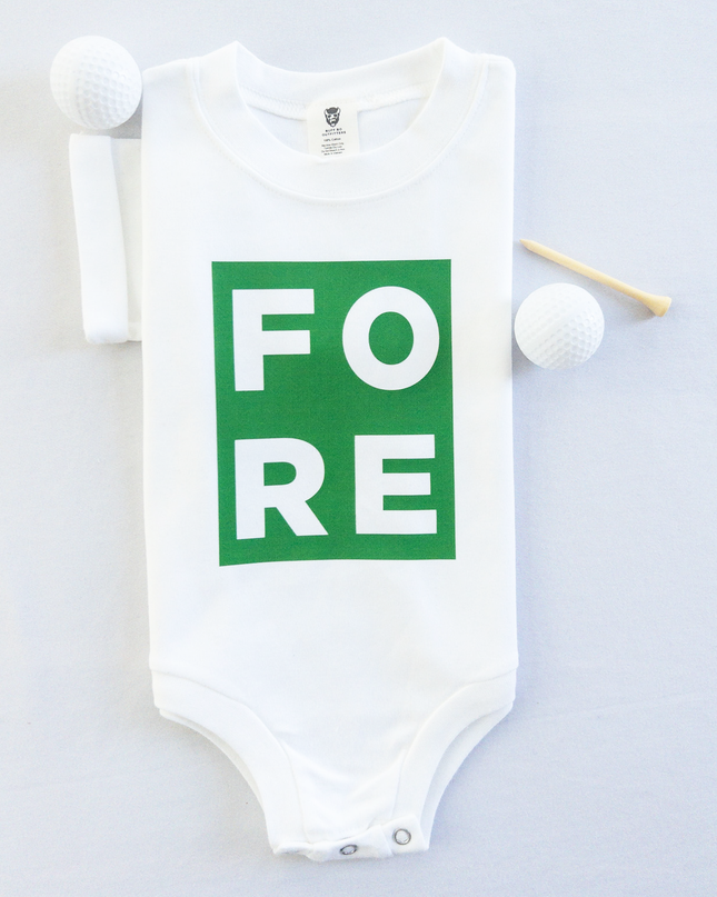 Fore Block Block Letter Golf Infant Bodysuit or Romper