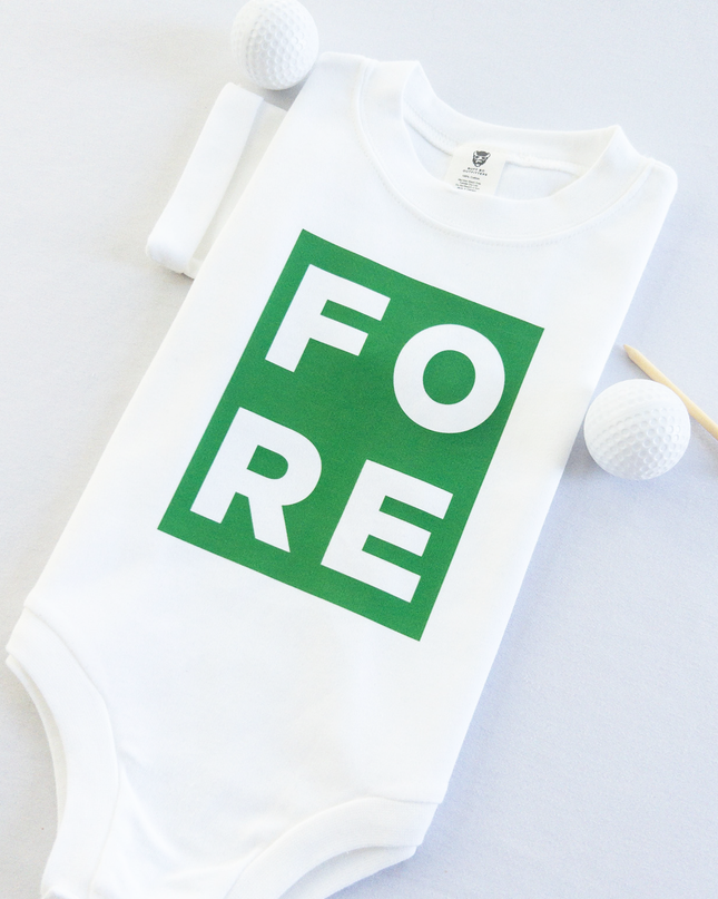 Fore Block Block Letter Golf Infant Bodysuit or Romper