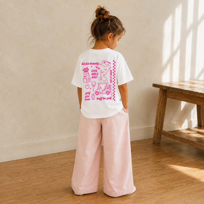 Fun Streetwear Style Ultra Soft Golf Girls Pink T-Shirt