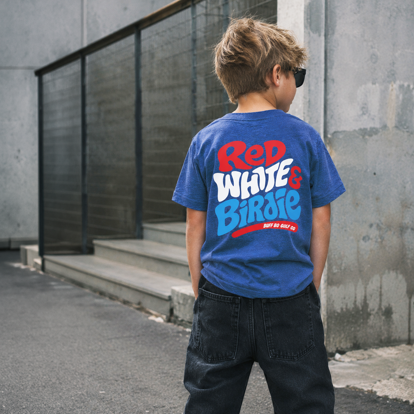 Red White and Birdie Ultra Soft Toddler Youth Golf T-Shirt
