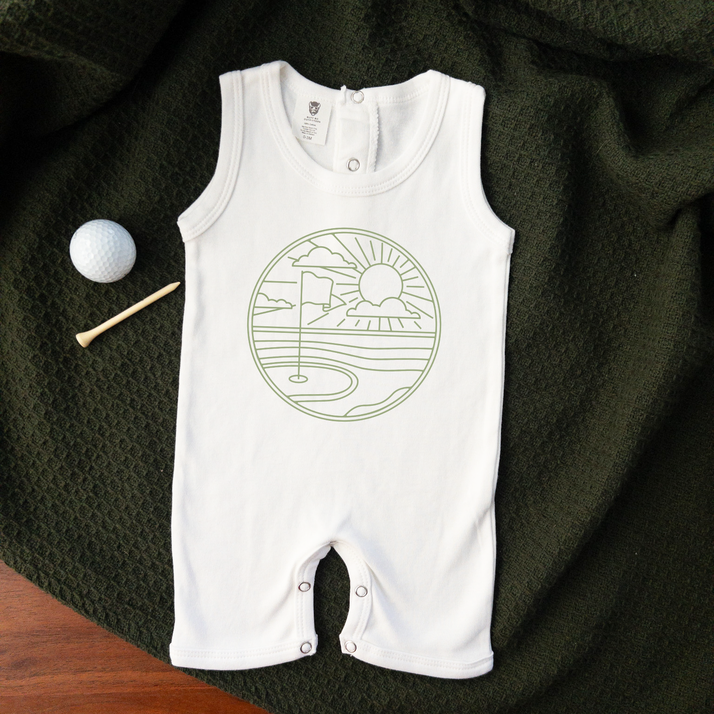 Simple Putt Green Golf Theme Infant Romper