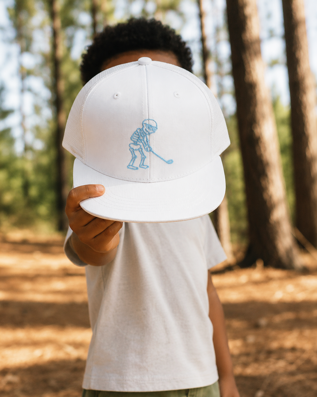 Skulligan Blue Skelly Youth Snapback Flat Bill Trucker Hat