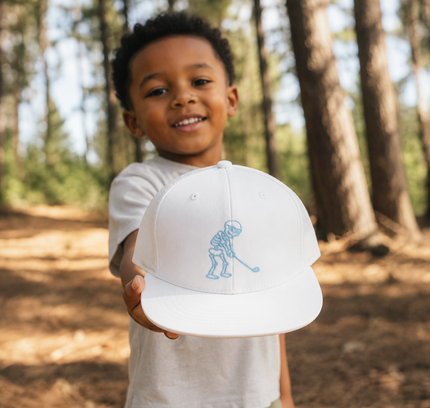 Skulligan Blue Skelly Youth Snapback Flat Bill Trucker Hat