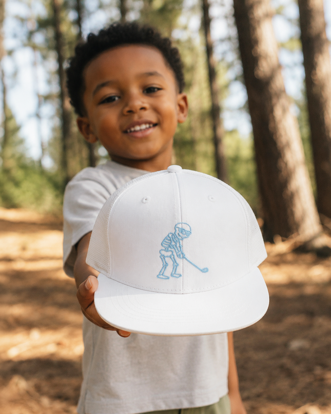 Skulligan Blue Skelly Youth Snapback Flat Bill Trucker Hat
