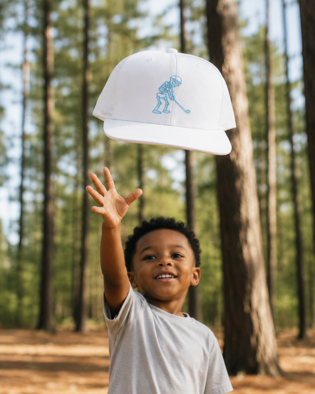 Skulligan Blue Skelly Youth Snapback Flat Bill Trucker Hat